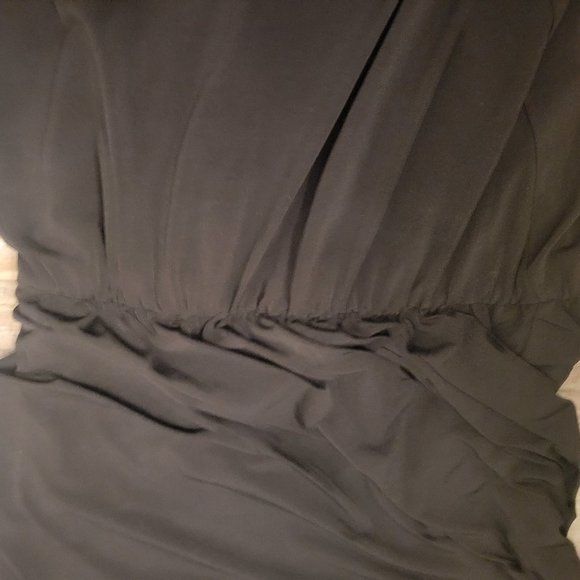 BLACK Dress | Kenneth Cole | Size 10 | Pleather Sleeves | Bubble Hemming - Picture 3 of 6